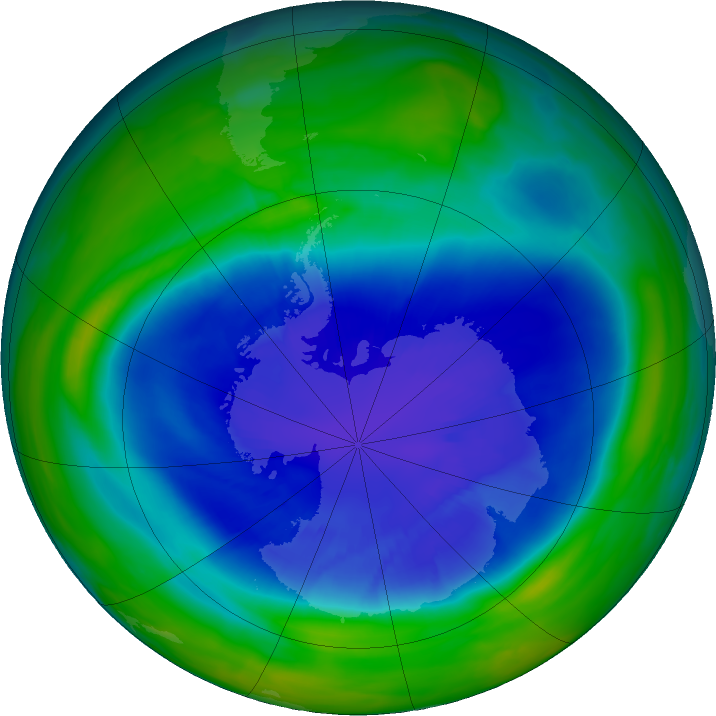 Antarctic ozone map for 11 September 2022